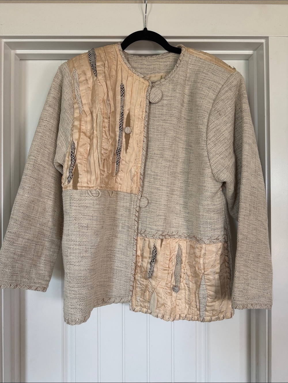 Women's Neutral Patchwork Textured Jacket